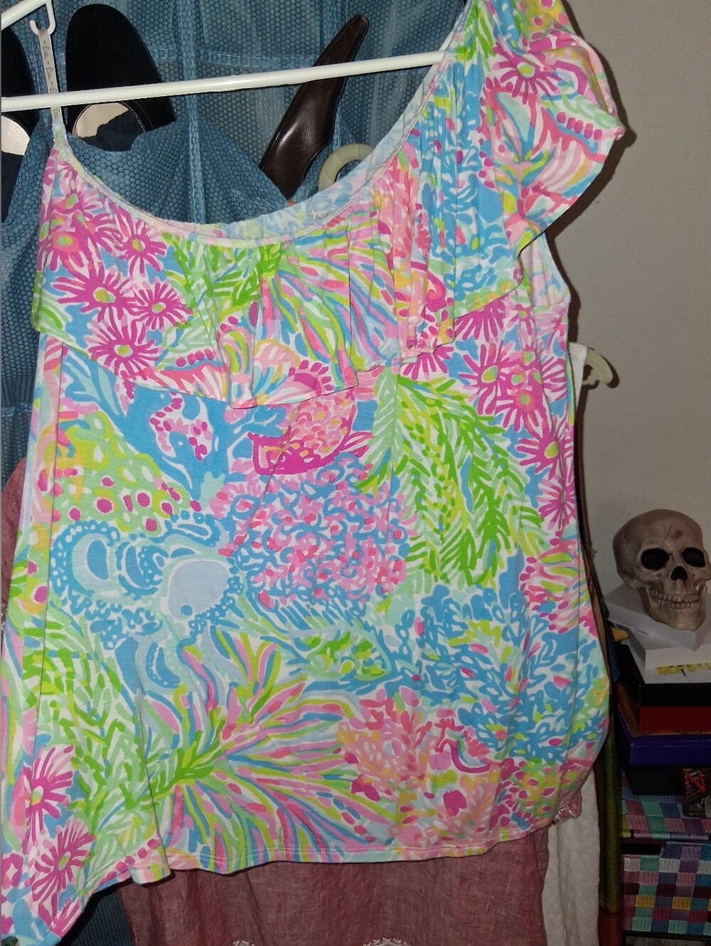 Lilly Pulitzer Neveah Lovers Coral One Shoulder Top
